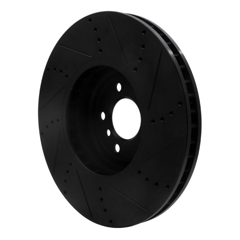 BMW 550I GT xDrive Brake Rotor (1) - Left Front - R1 Concepts - Drilled & Slotted - Black - `09-`17